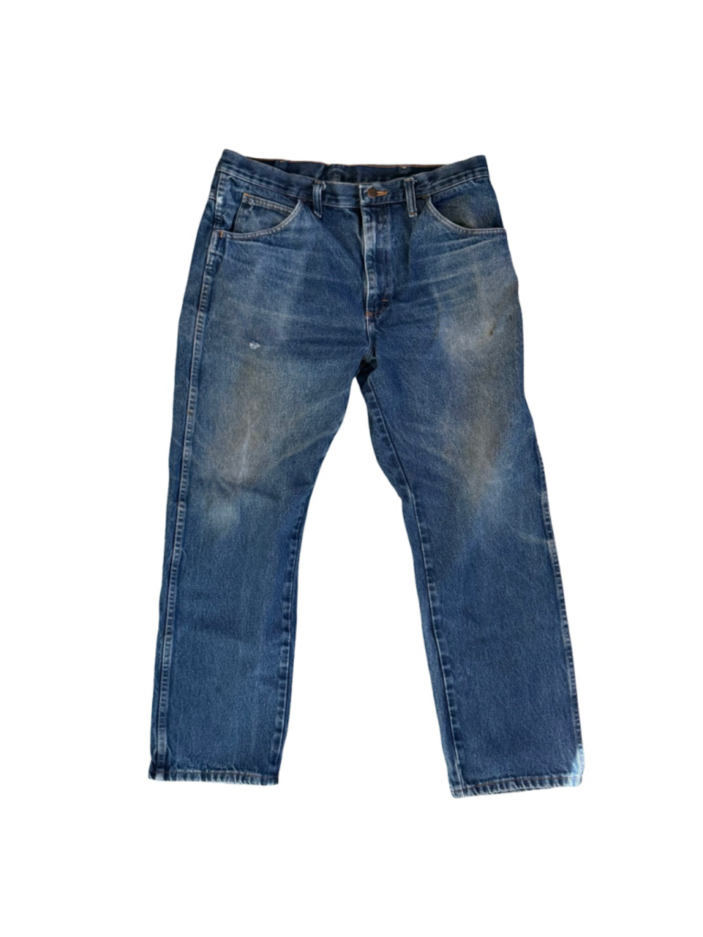 Vintage Rustler Distressed Denim Jeans 36x30 Medium Wash Straight Leg Workwear